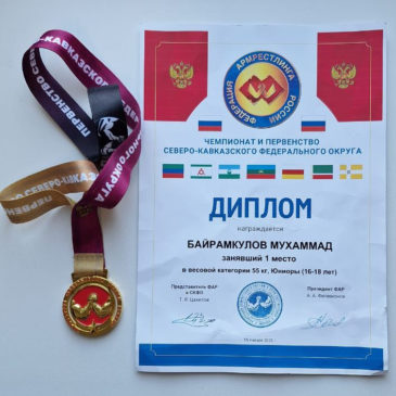 Победитель чемпионата и первенства Северо-Кавказского Федерального округа по армрестлингу в категории юниоров 16-18 лет
